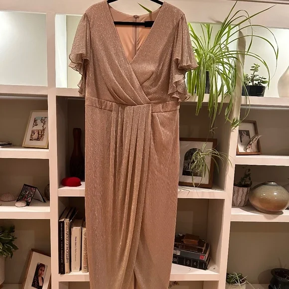 Betsy & Adam | Dresses | Betsy Adam Gold Metallic Gown Size 6w | Poshmark